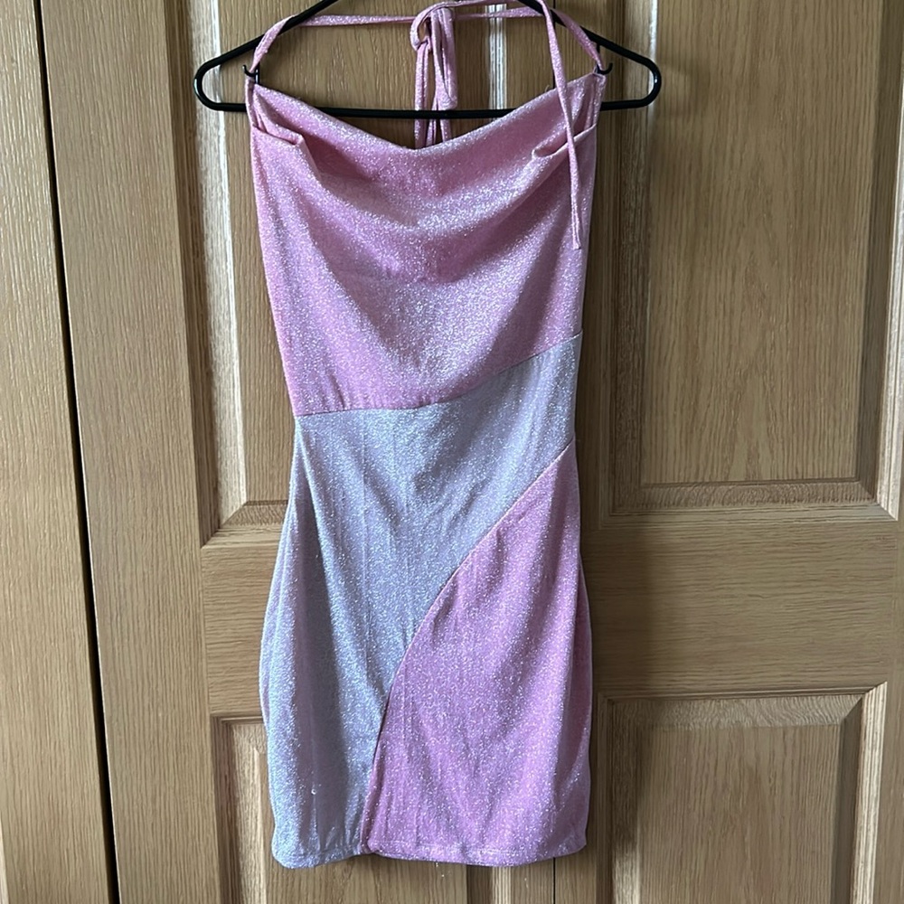 Naked Wardrobe pink sparkle dress